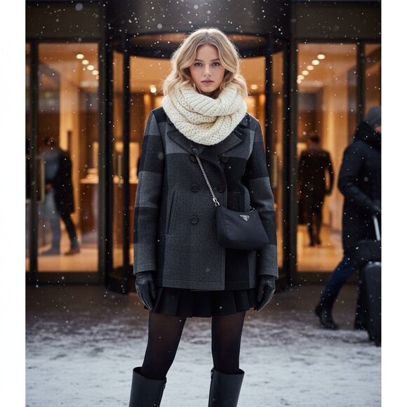 Burberry Plaid Peacoat Wool EUC - Picture 6 of 15